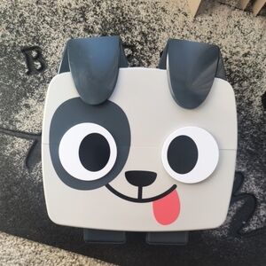 Pet Simulator Cute Dog Face Dalmatian Pet Carrier Or Bank Gray and Black